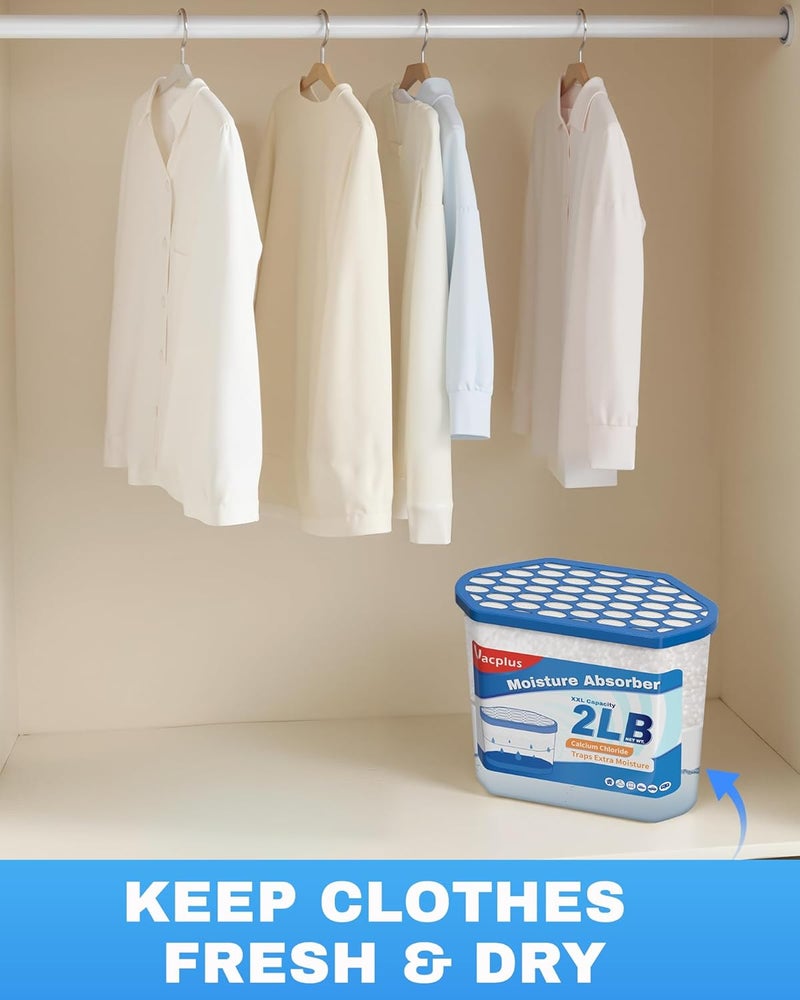 Vacplus Moisture Absorber Buckets – Large Capacity Dehumidifier and Humidity Absorber for Closet, Basement, Bathroom, RV, and Storage Areas, Unscented, 2 lbs, 6 Pack - Image 4